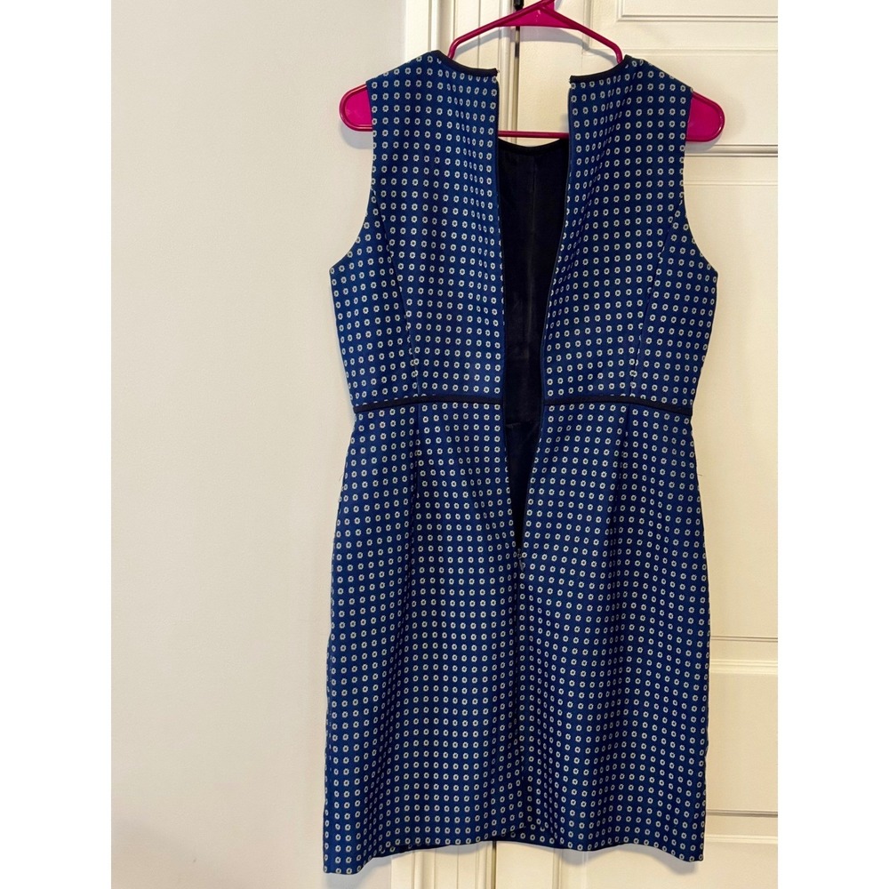 J.Crew Navy Jacquard‎ Brocade Grosgrain Structured Preppy Sheath Dress - Picture 4 of 12